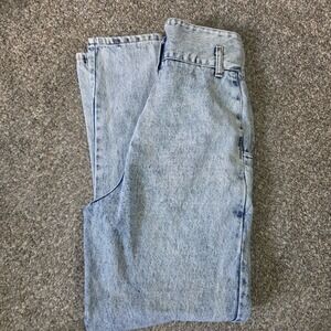 Vintage First‎ Acid Wash High Waisted Pleated Tapered Jeans Light Blue Size 5